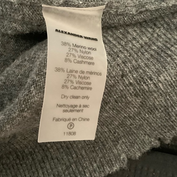 NWT T by Alexander Wang Distressed Merino Blend Knit Grey Sweater Sz-XS - Picture 8 of 8
